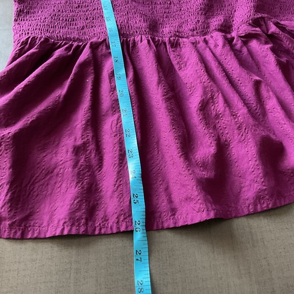 Old Navy Smocked Square Neck Seersucker Babydoll Blouse XXL Plumeria Purple NWT - Picture 10 of 10